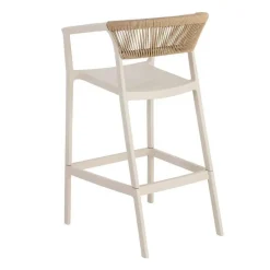 Taburete de Cocina Contract con Respaldo de Cuerda Poli Color Crema 616274