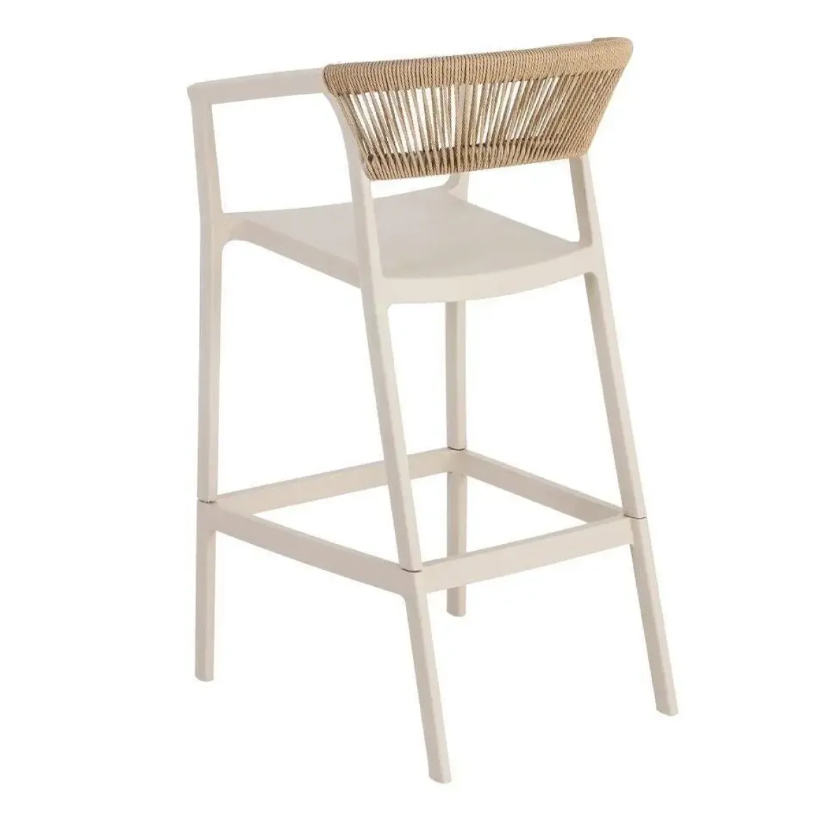 Taburete de Cocina Contract con Respaldo de Cuerda Poli Color Crema 616274