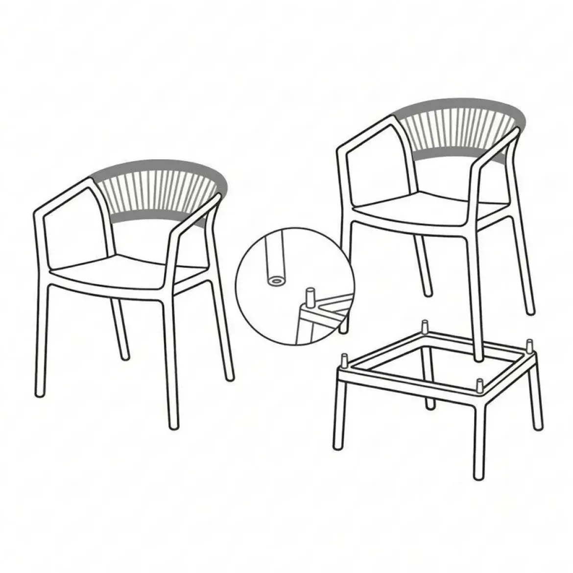 Taburete de Cocina Contract con Respaldo de Cuerda Poli Color Crema 616274