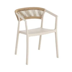 Taburete de Cocina Contract con Respaldo de Cuerda Poli Color Crema 616274