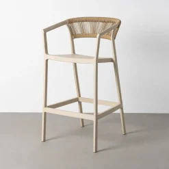 Taburete de Cocina Contract con Respaldo de Cuerda Poli Color Crema 616274