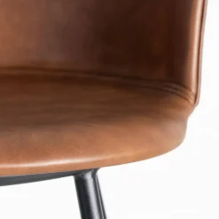 Taburete de Cocina de 44,50 cm en Metal y Símil Piel Marrón 615516