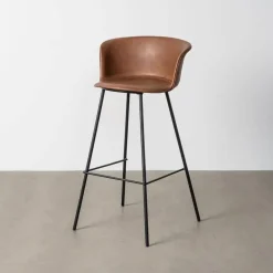 Taburete de Cocina de 44,50 cm en Metal y Símil Piel Marrón 615516