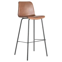 Taburete de Cocina de 47 cm en Metal y Símil Piel Marrón 615510