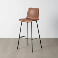 Taburete de Cocina de 47 cm en Metal y Símil Piel Marrón 615510