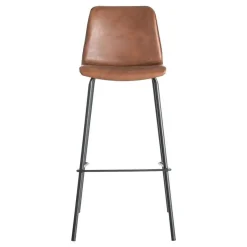 Taburete de Cocina de 47 cm en Metal y Símil Piel Marrón 615510