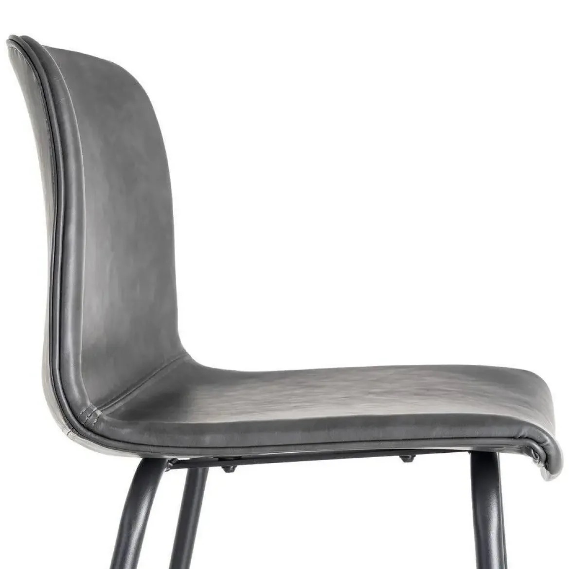 Taburete de Cocina de 47 cm en Metal y Símil Piel Negro 615511