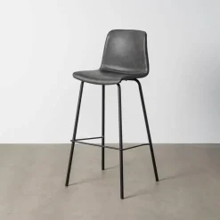 Taburete de Cocina de 47 cm en Metal y Símil Piel Negro 615511