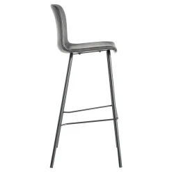 Taburete de Cocina de 47 cm en Metal y Símil Piel Negro 615511