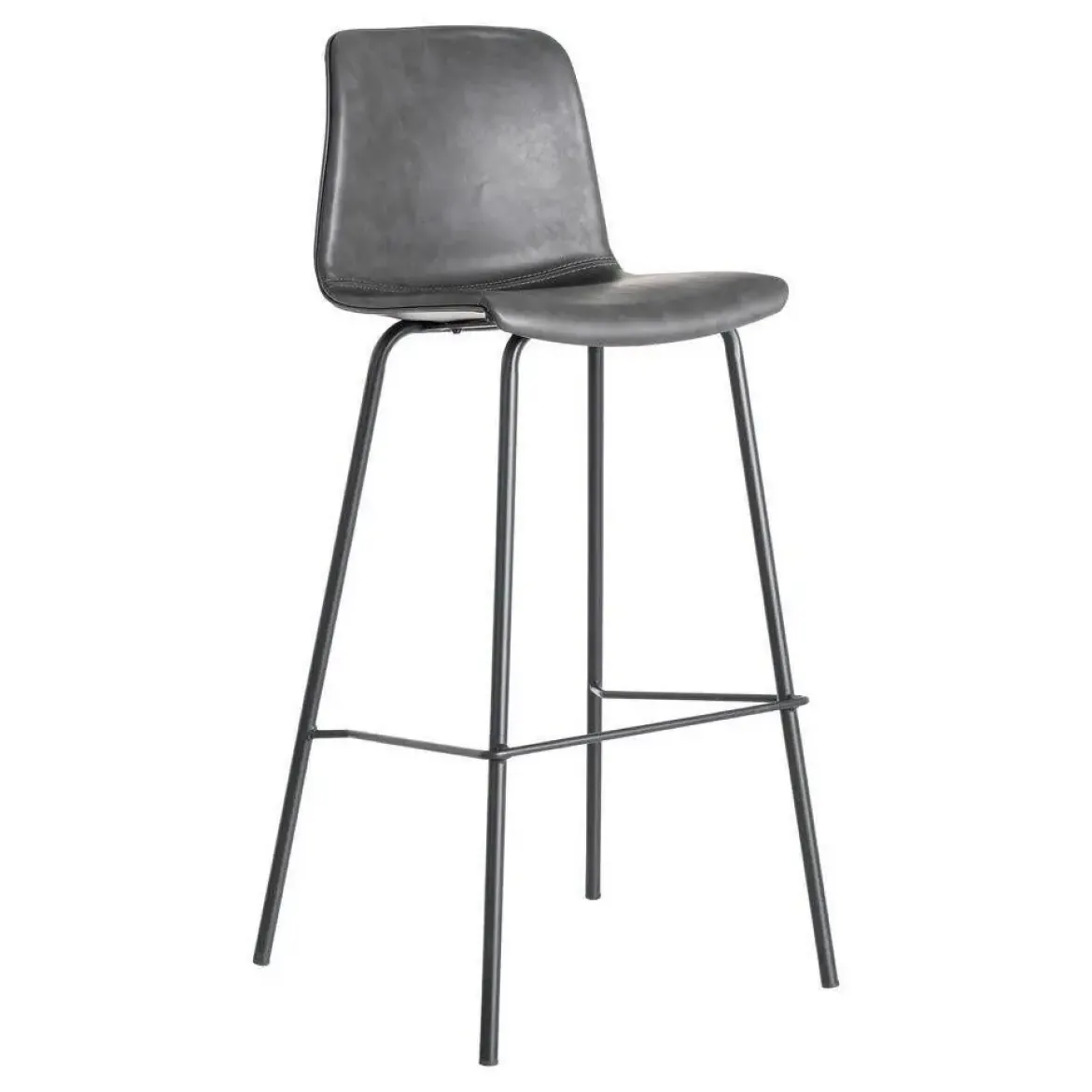Taburete de Cocina de 47 cm en Metal y Símil Piel Negro 615511