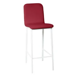 Taburete de Cocina de Metal Blanco con Asiento Tapizado TEBA