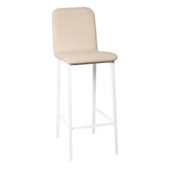 Taburete de Cocina de Metal Blanco con Asiento Tapizado TEBA