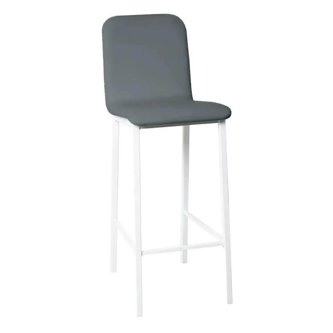 Taburete de Cocina de Metal Blanco con Asiento Tapizado TEBA
