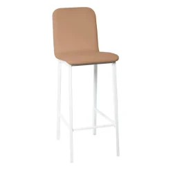 Taburete de Cocina de Metal Blanco con Asiento Tapizado TEBA