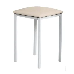 Taburete de Cocina de Metal Blanco con Asiento Tapizado 780/BL