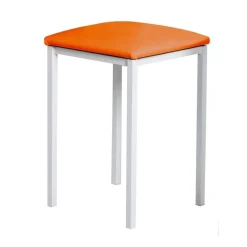 Taburete de Cocina de Metal Blanco con Asiento Tapizado 780/BL