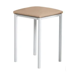 Taburete de Cocina de Metal Blanco con Asiento Tapizado 780/BL