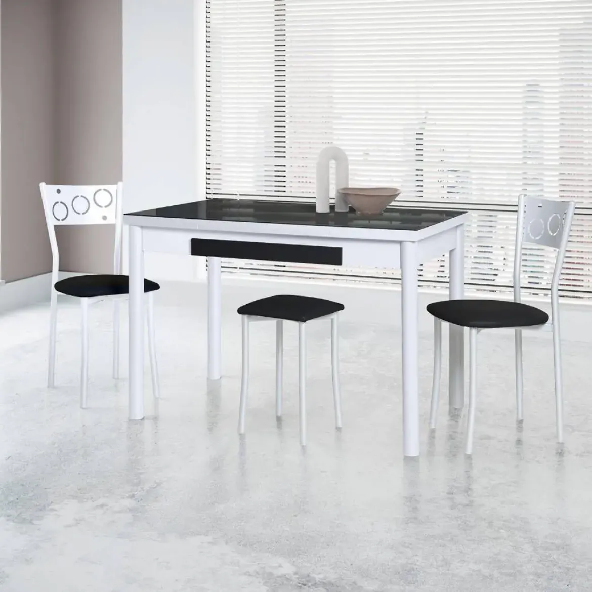Taburete de Cocina de Metal con Asiento Tapizado 936/BL