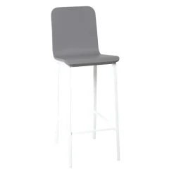 Taburete de Cocina de Metal en Blanco con Asiento de Madera TEBA