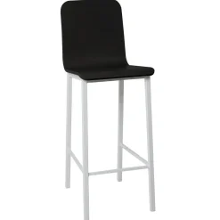 Taburete de Cocina de Metal en Blanco con Asiento de Madera TEBA