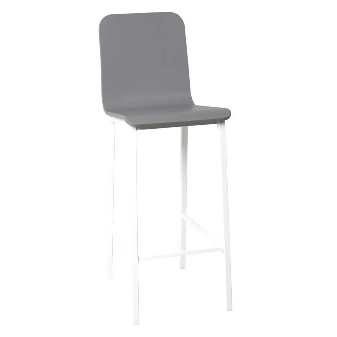 Taburete de Cocina de Metal en Blanco con Asiento de Madera TEBA