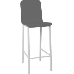 Taburete de Cocina de Metal en Blanco con Asiento de Madera TEBA