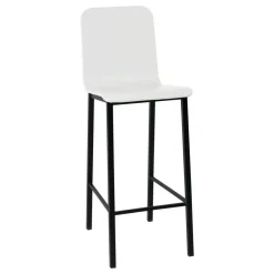 Taburete de Cocina de Metal en Negro con Asiento de Madera TEBA