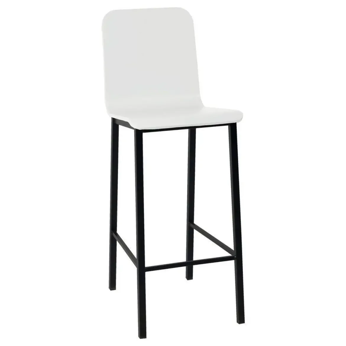 Taburete de Cocina de Metal en Negro con Asiento de Madera TEBA