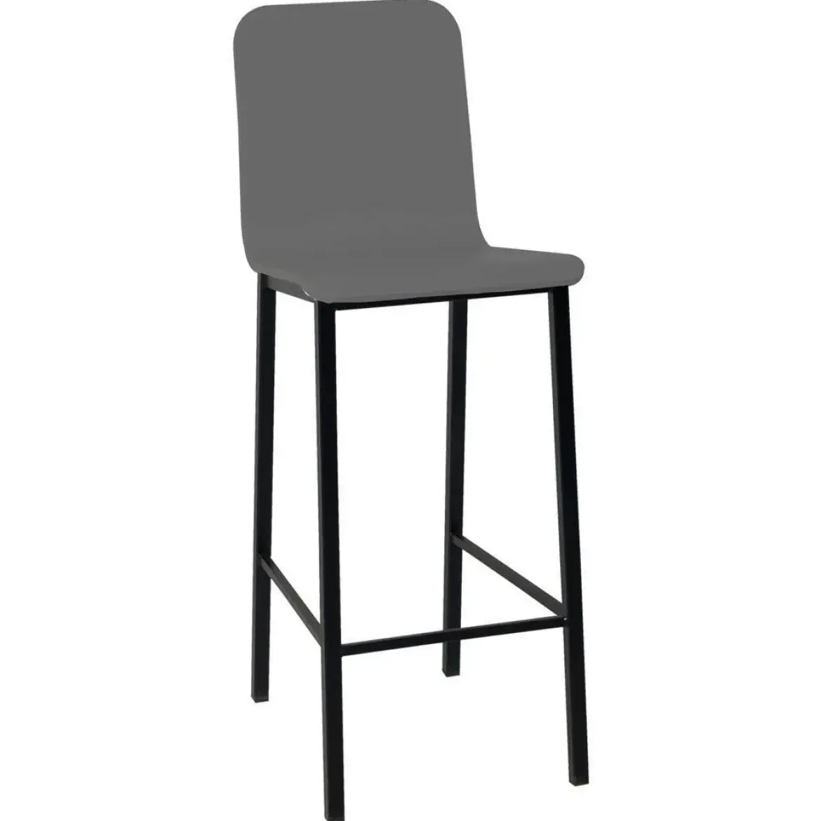 Taburete de Cocina de Metal en Negro con Asiento de Madera TEBA