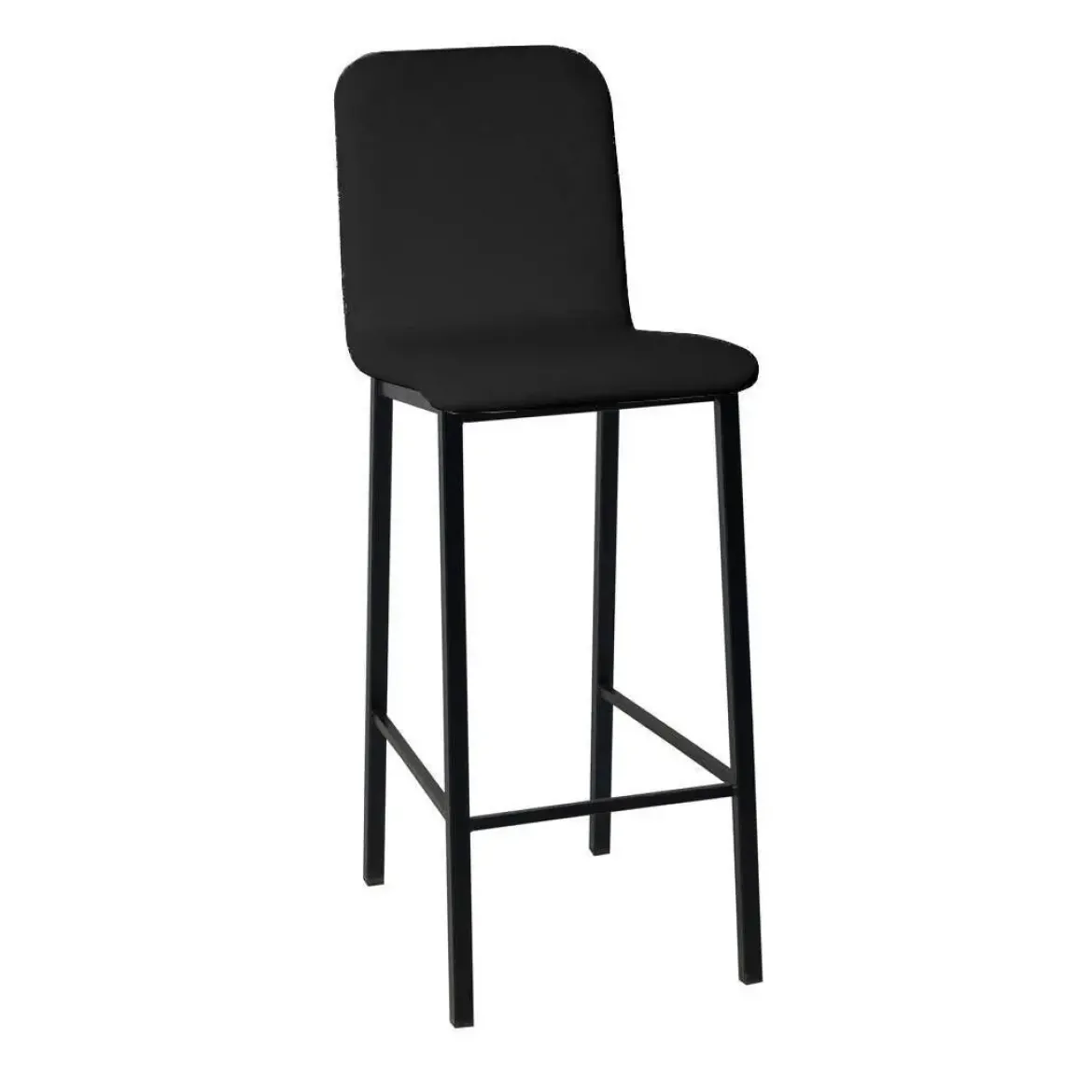 Taburete de Cocina de Metal Negro con Asiento Tapizado TEBA