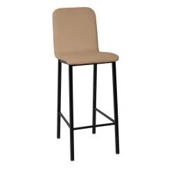 Taburete de Cocina de Metal Negro con Asiento Tapizado TEBA