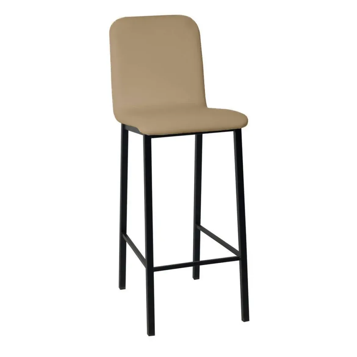 Taburete de Cocina de Metal Negro con Asiento Tapizado TEBA