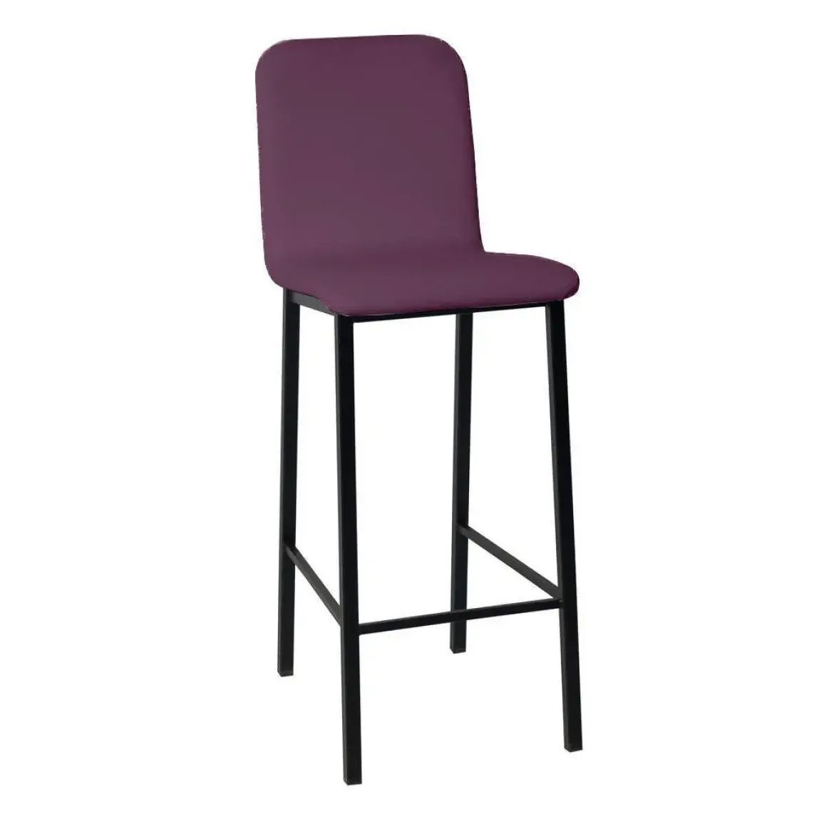 Taburete de Cocina de Metal Negro con Asiento Tapizado TEBA