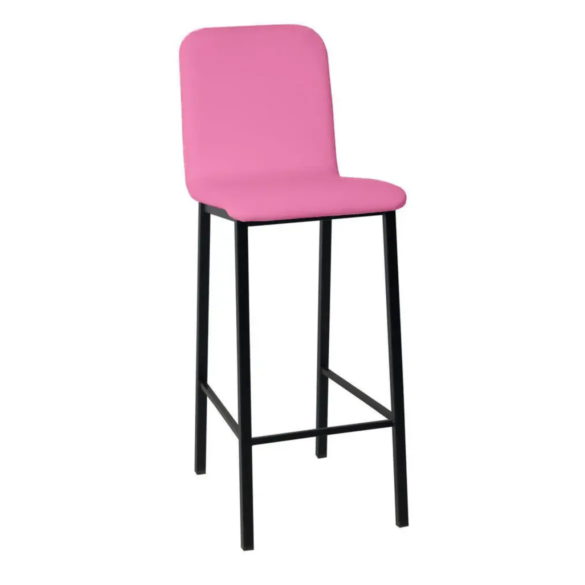 Taburete de Cocina de Metal Negro con Asiento Tapizado TEBA