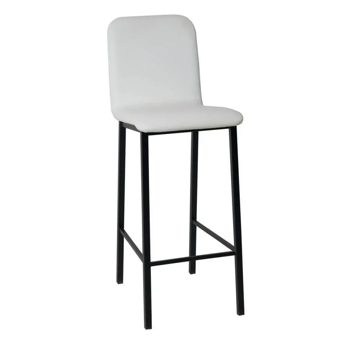 Taburete de Cocina de Metal Negro con Asiento Tapizado TEBA