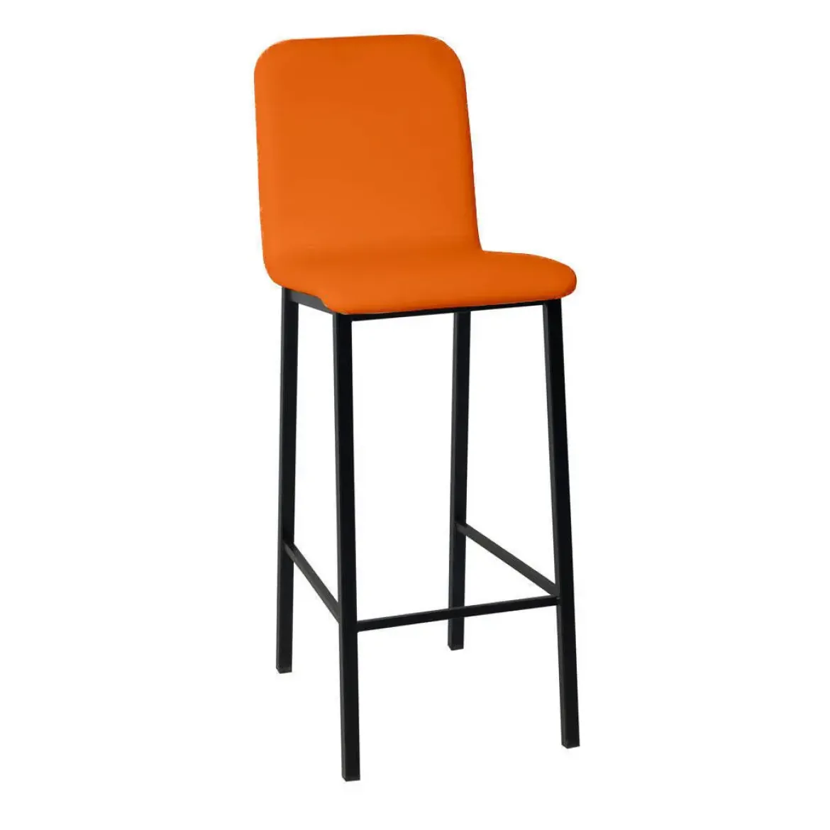 Taburete de Cocina de Metal Negro con Asiento Tapizado TEBA