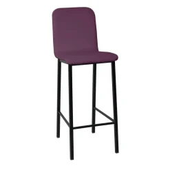 Taburete de Cocina de Metal Negro con Asiento Tapizado TEBA