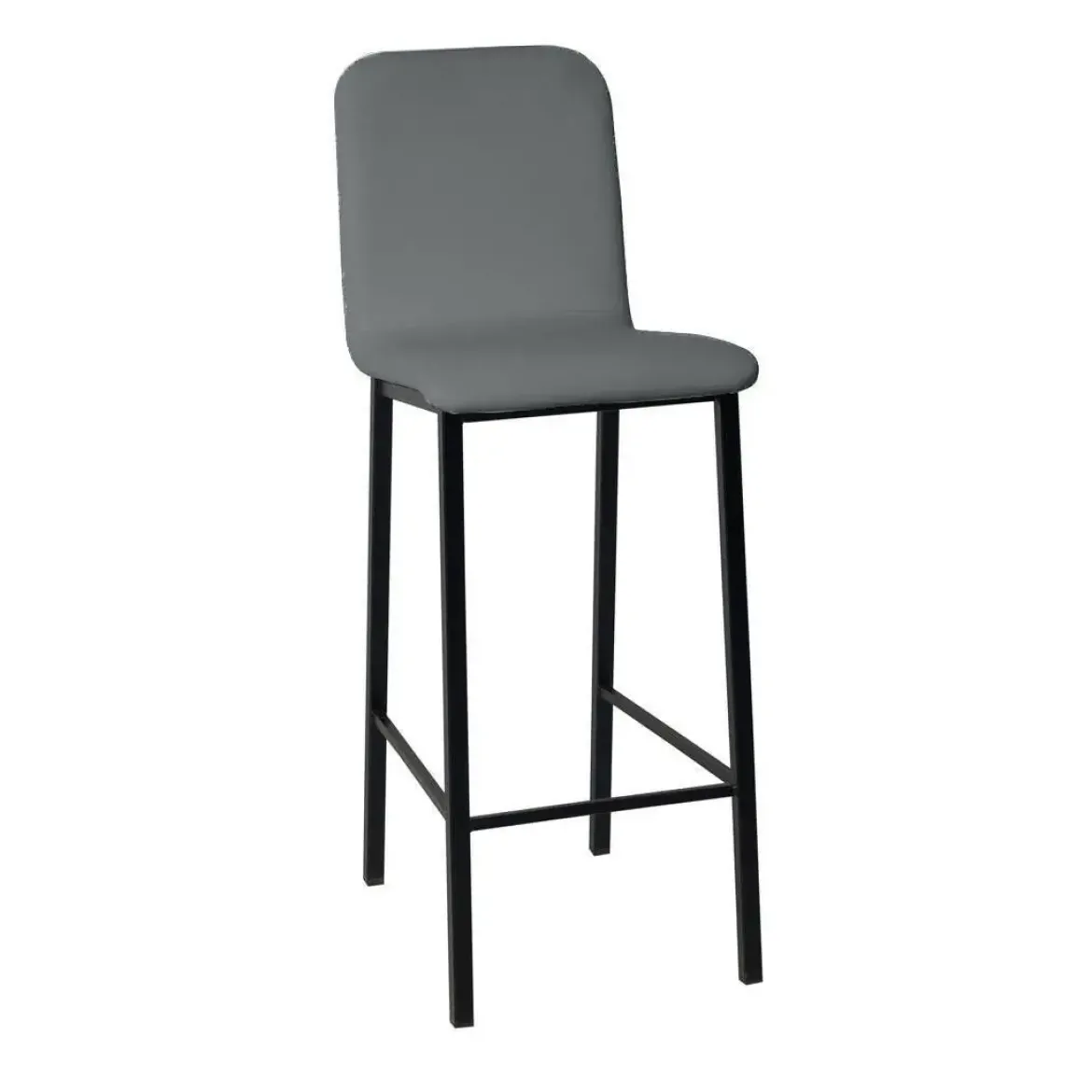 Taburete de Cocina de Metal Negro con Asiento Tapizado TEBA