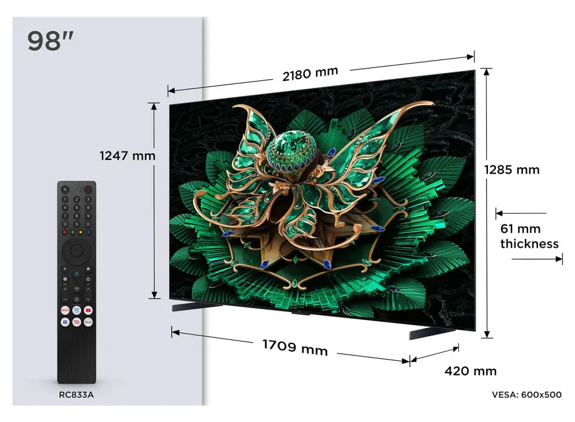 Televisor TCL 98" Premium QD-MiniLED 98C7K Artículo de Exposición
