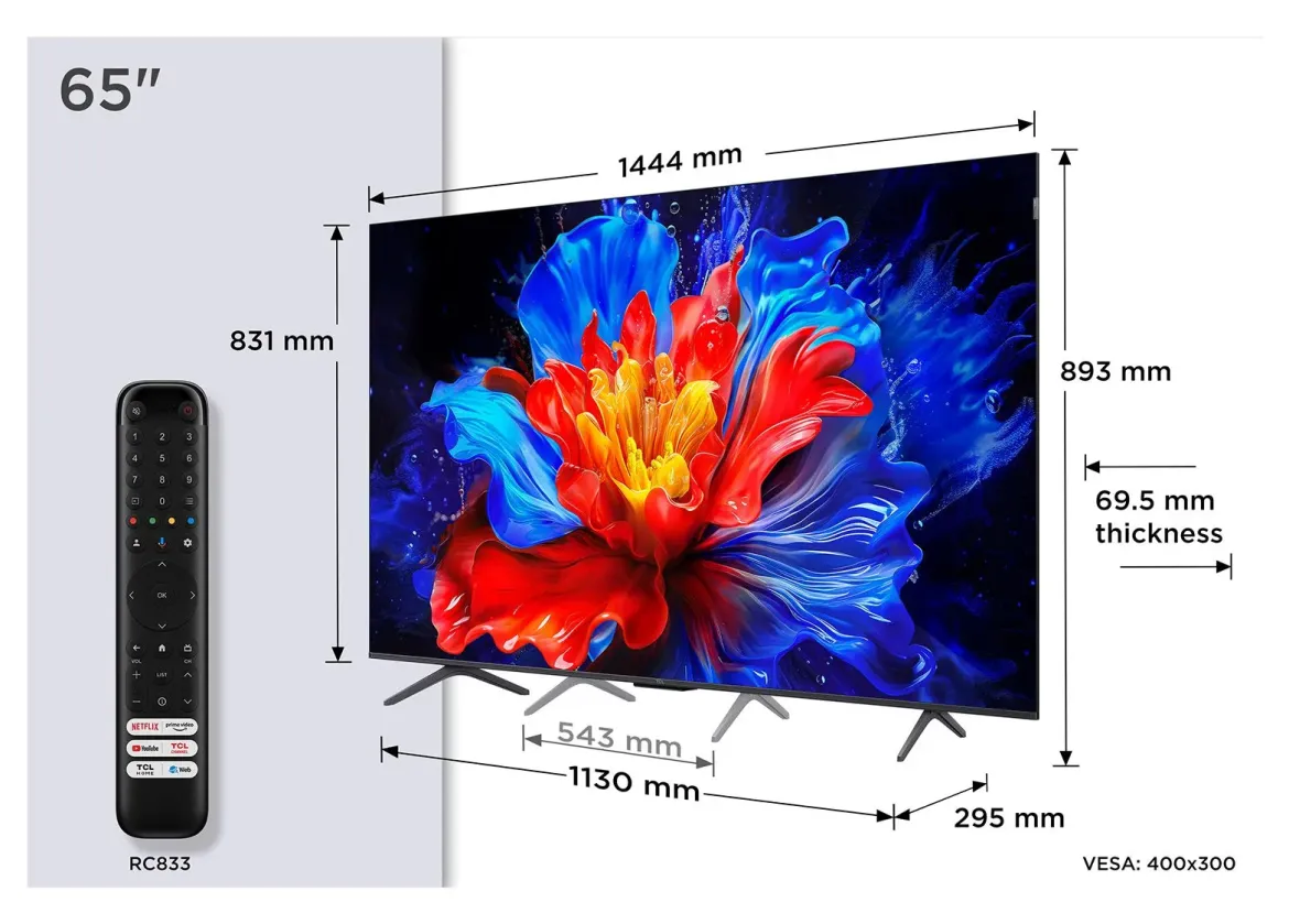 Televisor TCL 65" QLED4K 65P89K Artículo de Exposición
