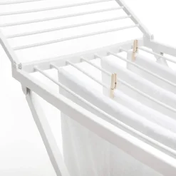 Tendedero de Ropa de Resina 20 m con Varillas XXL Blanco