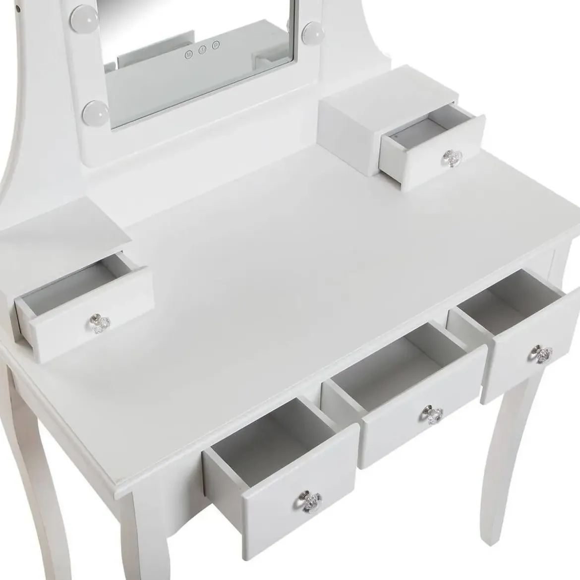 Tocador con Espejo y Luces LED Blanco Glam 22010042