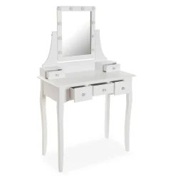 Tocador con Espejo y Luces LED Blanco Glam 22010042