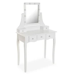 Tocador con Espejo y Luces LED Blanco Glam 22010042