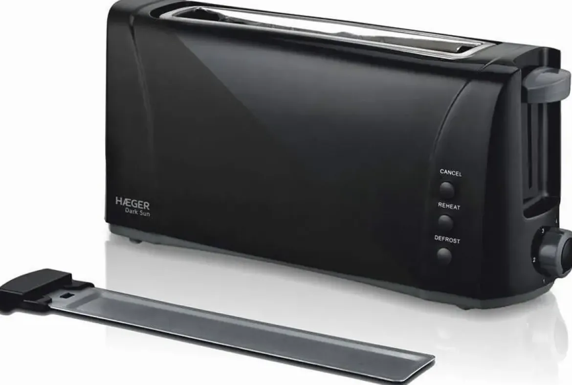 Tostador de Pan Ranura Larga Multifunción 1000W HAEGER DARK SUN TO100007A