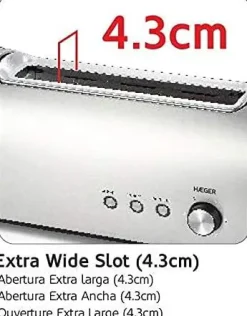 Tostador HAEGER 2 Ranuras Largas Inox Desayuno Plus Multifunción TO14D010A