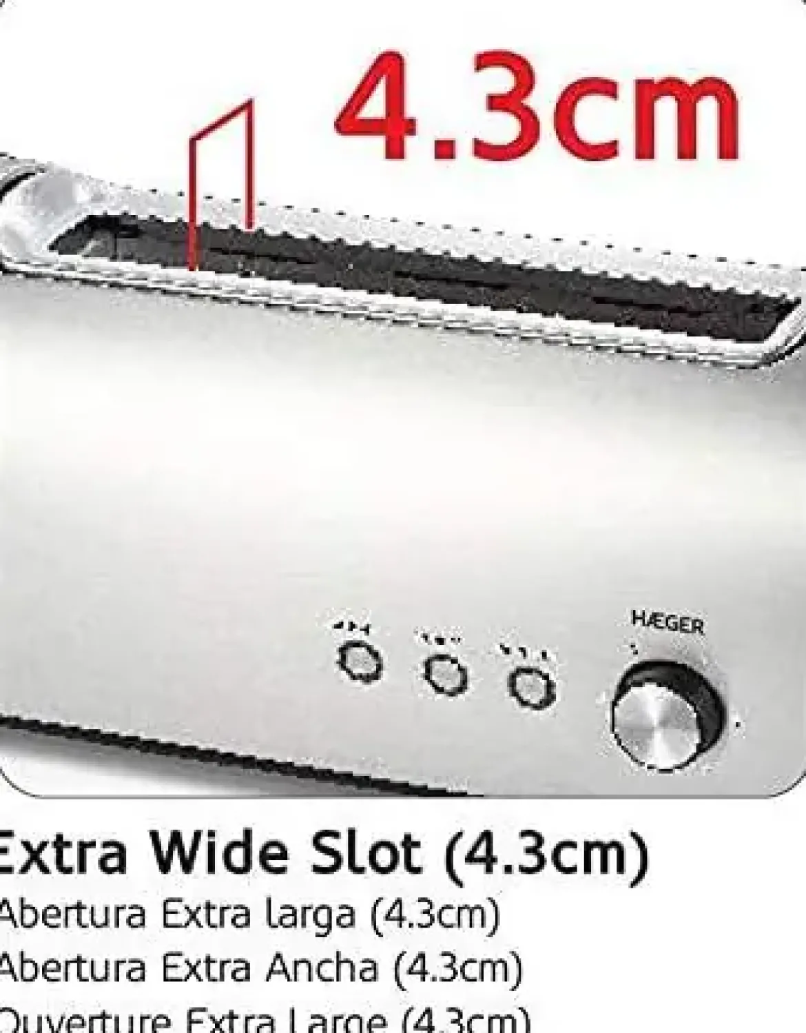 Tostador HAEGER 2 Ranuras Largas Inox Desayuno Plus Multifunción TO14D010A