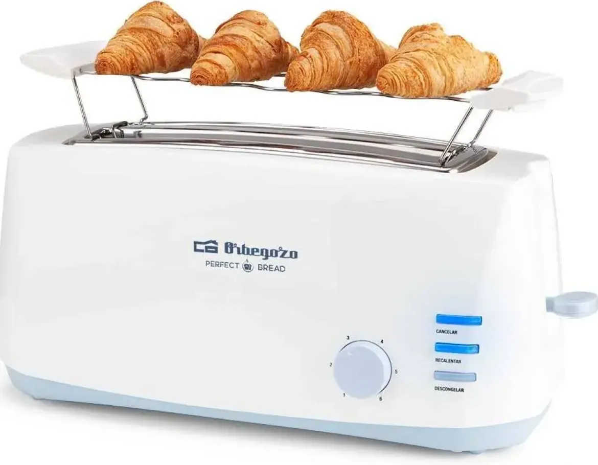Tostador Orbegozo 2 Ranuras Largas 1400W Descongelación TO4500