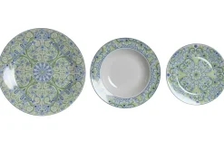 Vajilla de 18 Piezas de Porcelana Azulejos VerdePC-202613