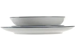 Vajilla de Porcelana de 18 Piezas Rayas Azul PC-219213